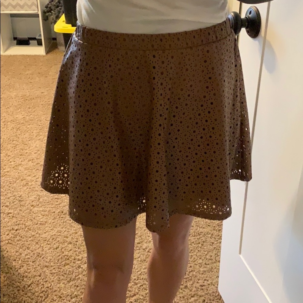 Brown eyelet mini skirt ☺️